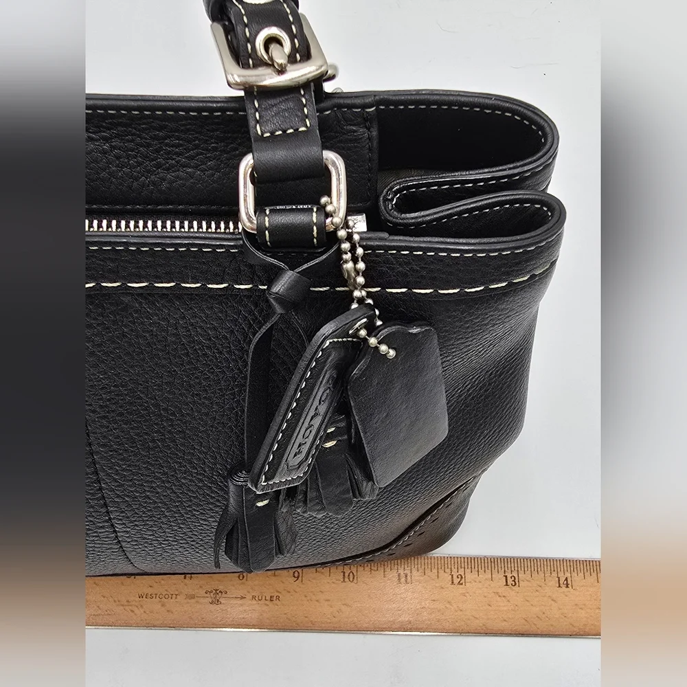 🌻VINTAGE!🌻Coach Y2K Hampton Luxury Tassel Satchel + Shoulder Chain Strap,Black - Picture 13 of 16